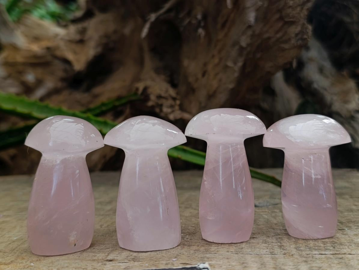 Polished Gemmy Rose Quartz Mushrooms x 20 From Madagascar - Toprock Gemstones and Minerals 