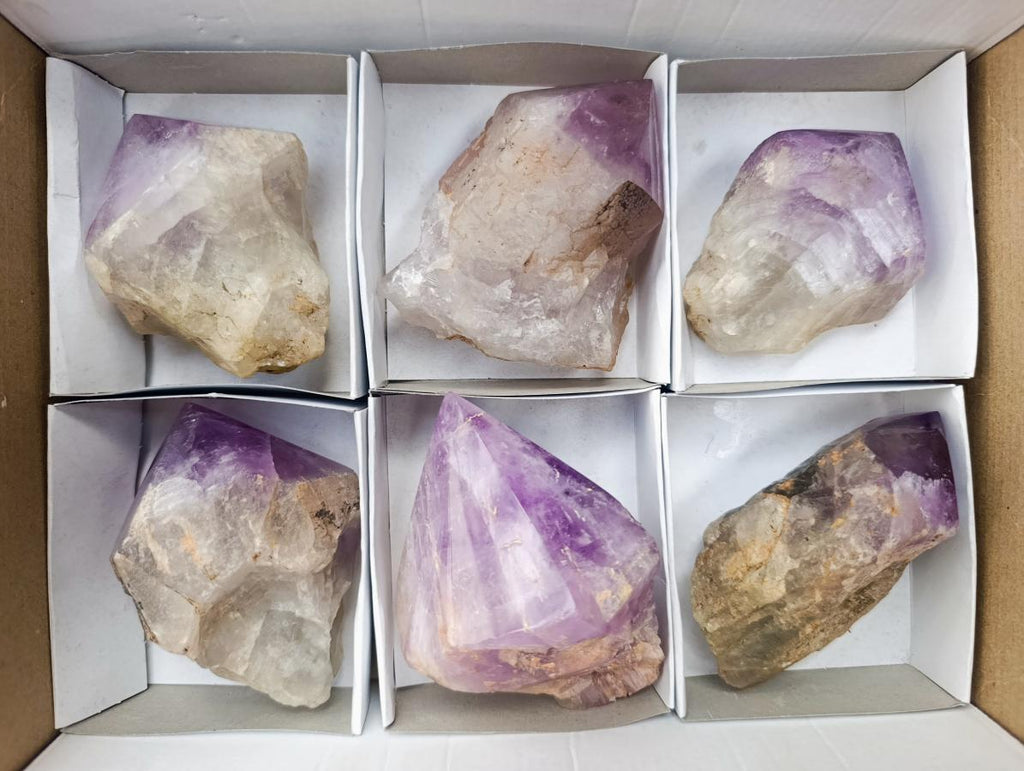 Polished Jacaranda Amethyst Crystals x 6 From Mumbwa, Zambia - Toprock Gemstones and Minerals 