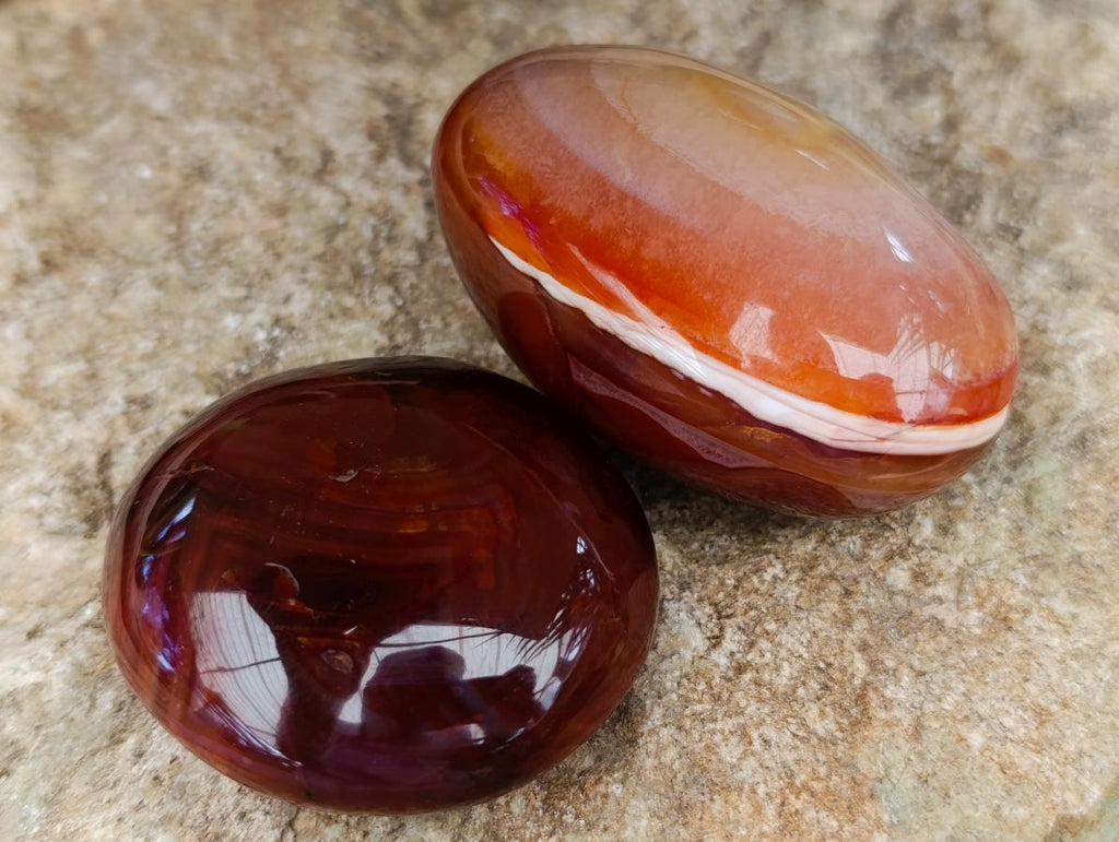 Polished Carnelian Agate Gemstone Galets x 12 From Madagascar