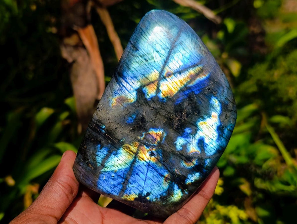 Polished Labradorite Standing Free Forms x 3 From Madagascar