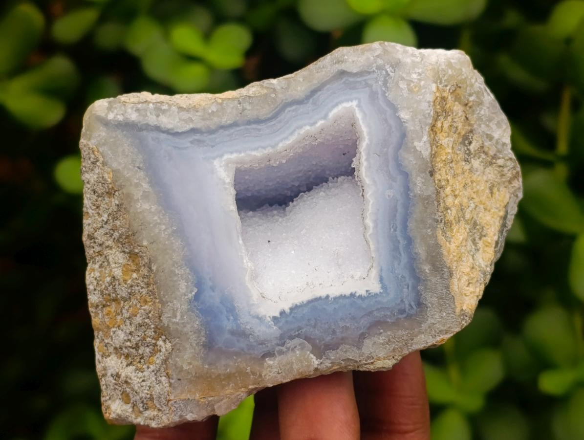 Polished On One Side Blue Lace Agate Geodes x 12 From Nsanje, Malawi - Toprock Gemstones and Minerals 