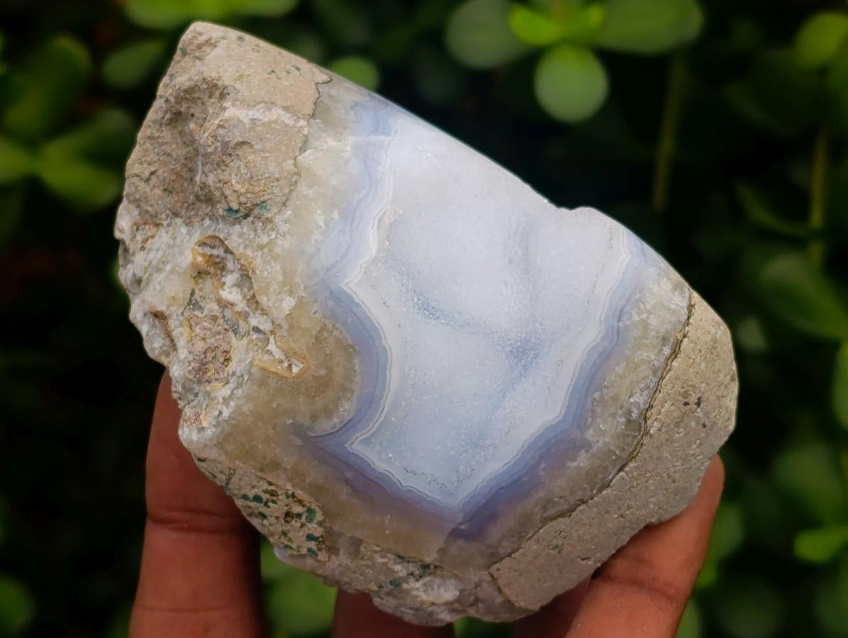Polished On One Side Blue Lace Agate Geodes x 12 From Nsanje, Malawi - Toprock Gemstones and Minerals 