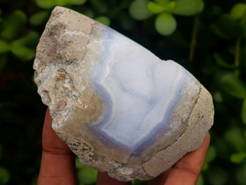 Polished On One Side Blue Lace Agate Geodes x 12 From Nsanje, Malawi
