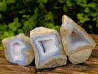 Polished On One Side Blue Lace Agate Geodes x 12 From Nsanje, Malawi - Toprock Gemstones and Minerals 