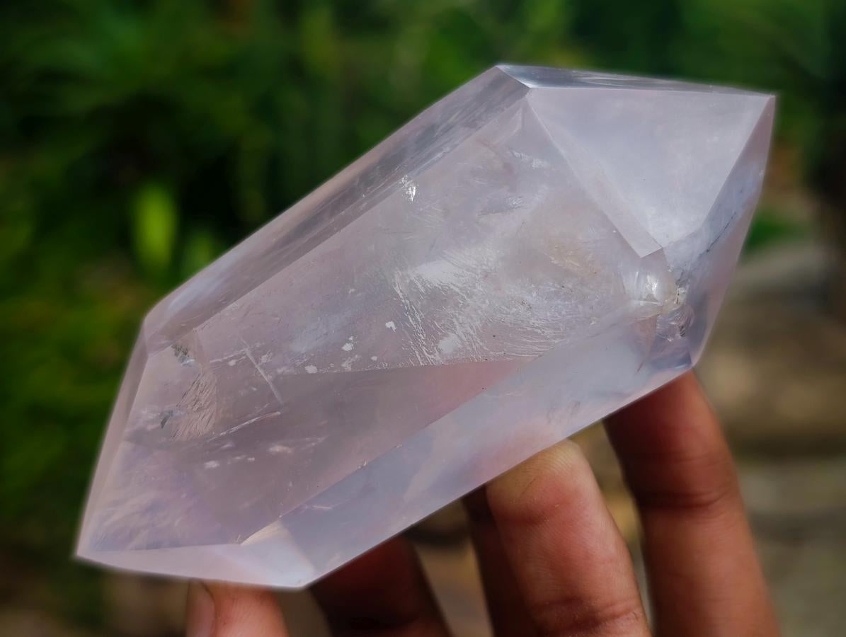Polished Double Terminated Gemmy Rose Quartz Crystals x 12 From Madagascar