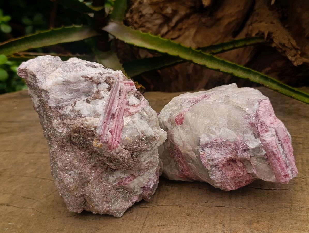 Natural Pink Rubellite Tourmaline Specimens x 2 From Karibib, Namibia - Toprock Gemstones and Minerals 