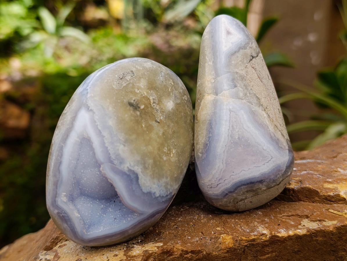 Polished Blue Lace Agate Free Forms x 6 From Nsanje, Malawi - Toprock Gemstones and Minerals 