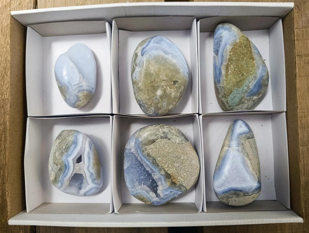 Polished Blue Lace Agate Free Forms x 6 From Nsanje, Malawi - Toprock Gemstones and Minerals 
