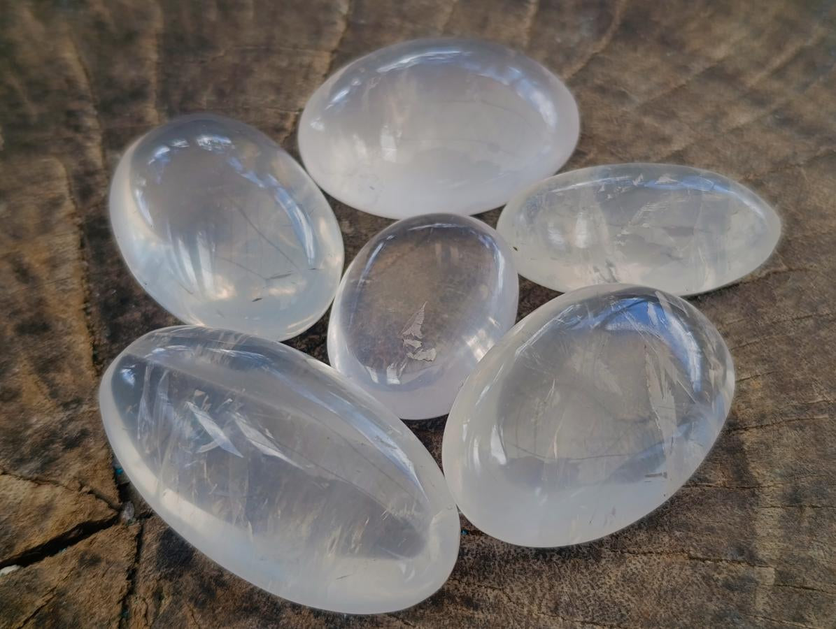 Polished Girasol Pearl Quartz Palm Stones x 23 From Ambatondrazaka, Madagascar - Toprock Gemstones and Minerals 