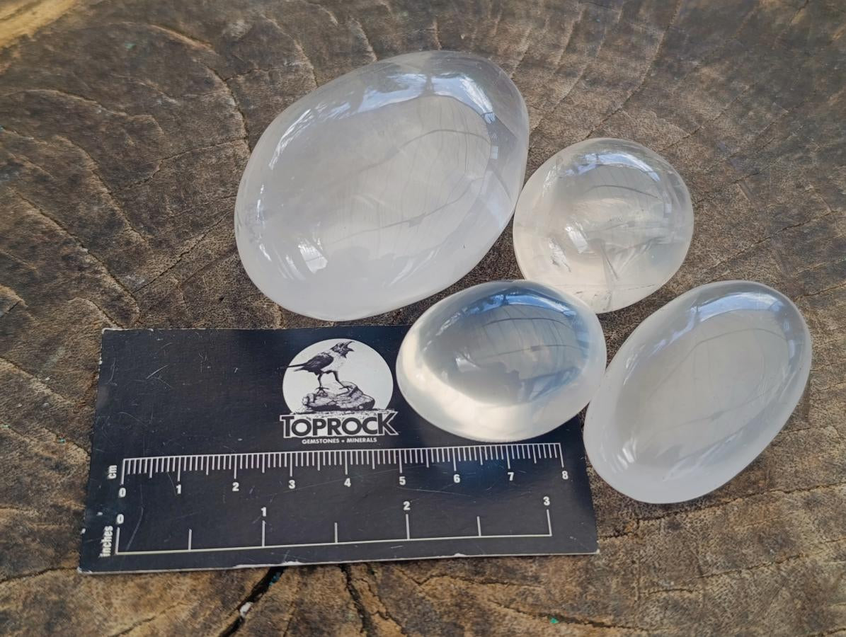 Polished Girasol Pearl Quartz Palm Stones x 23 From Ambatondrazaka, Madagascar - Toprock Gemstones and Minerals 