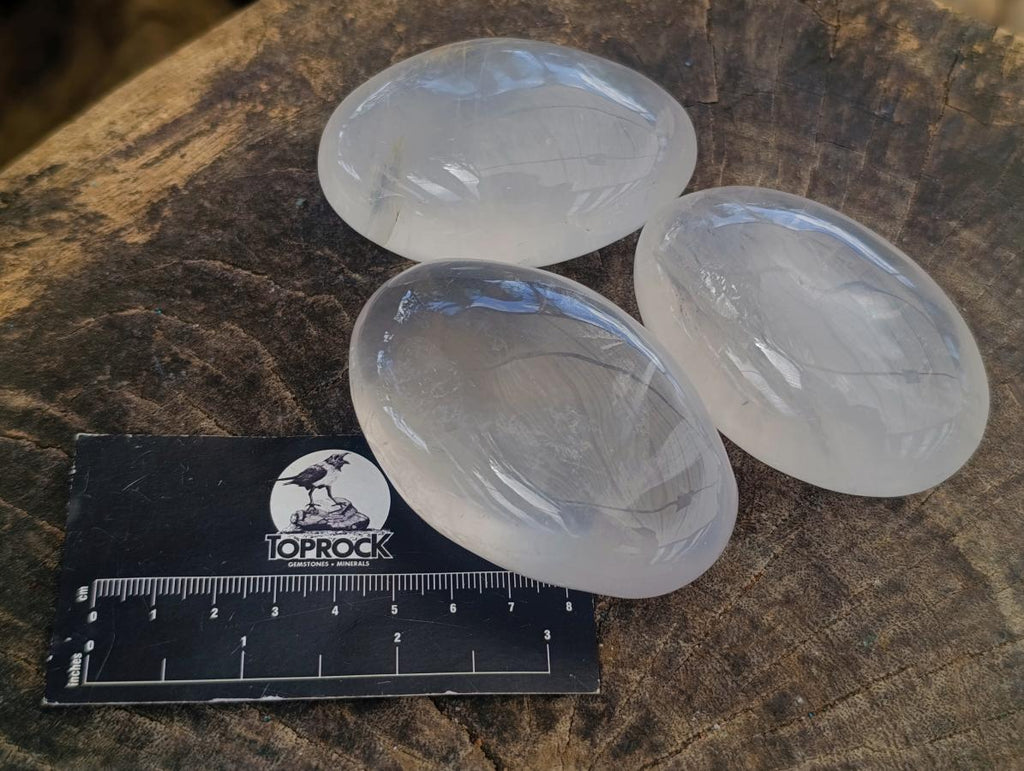Polished Girasol Pearl Quartz Palm Stones x 23 From Ambatondrazaka, Madagascar - Toprock Gemstones and Minerals 