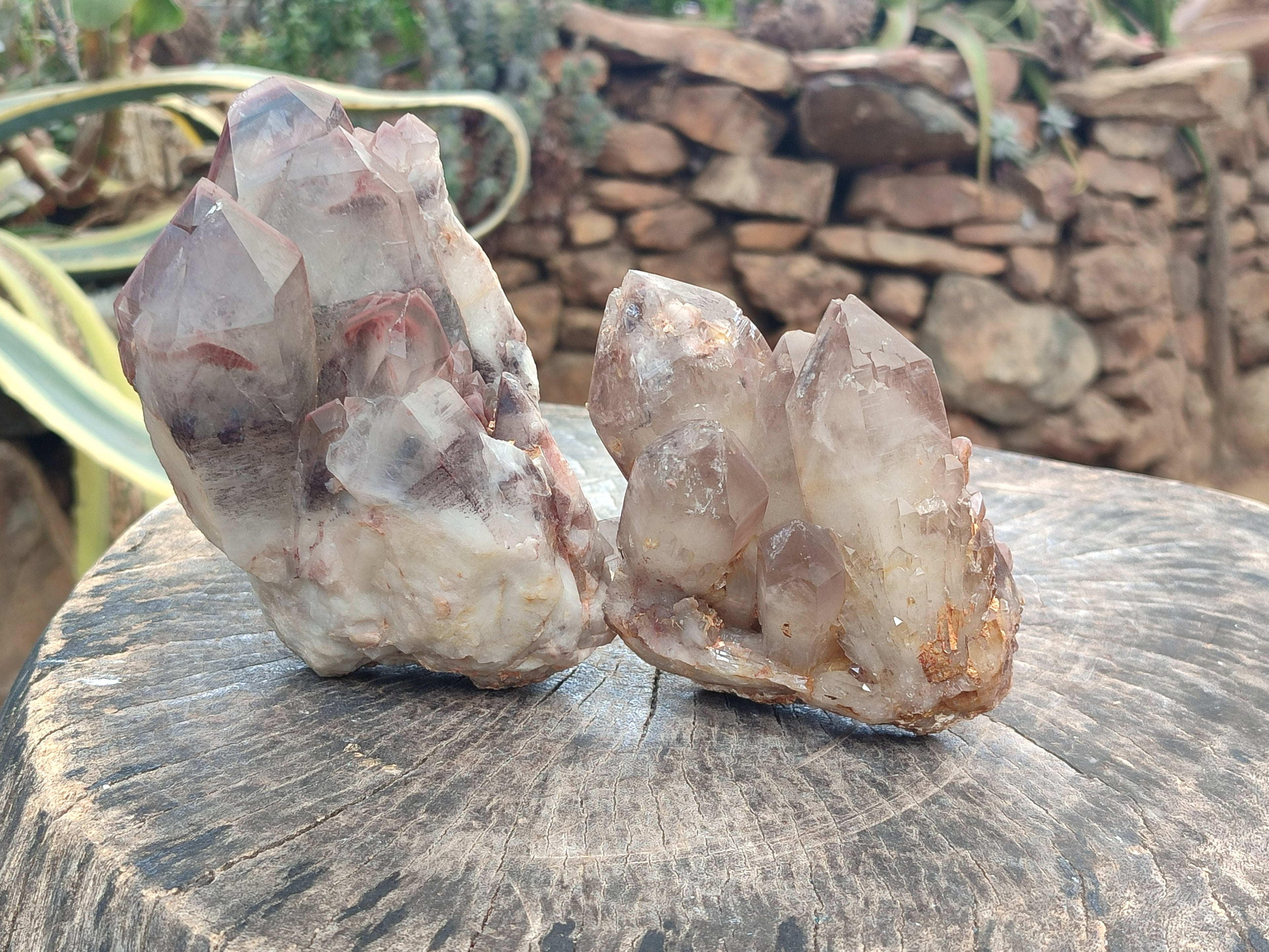 Natural Red Hematoid Quartz Crystal Clusters x 2 From Karoi, Zimbabwe - Toprock Gemstones and Minerals 