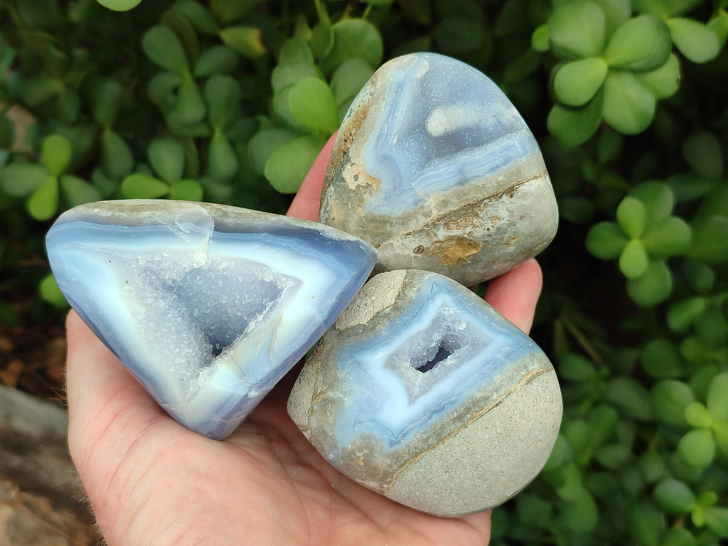 Polished Mixed Blue Lace Agate Free Forms x 5 From Nsanje, Malawi - Toprock Gemstones and Minerals 