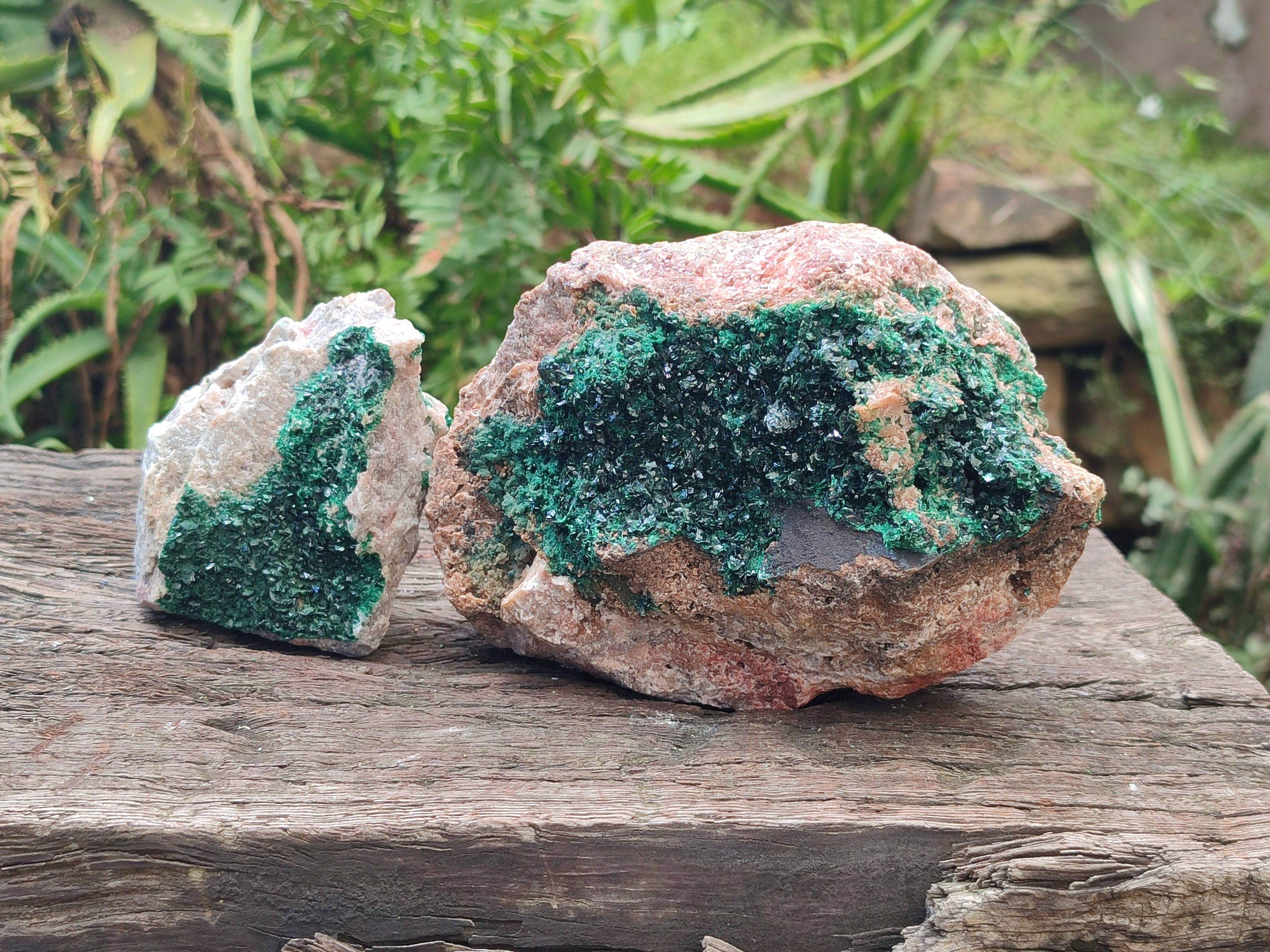 Natural Crystalline Malachite Specimens x 2 From Tenke Fungurume, Congo - Toprock Gemstones and Minerals 