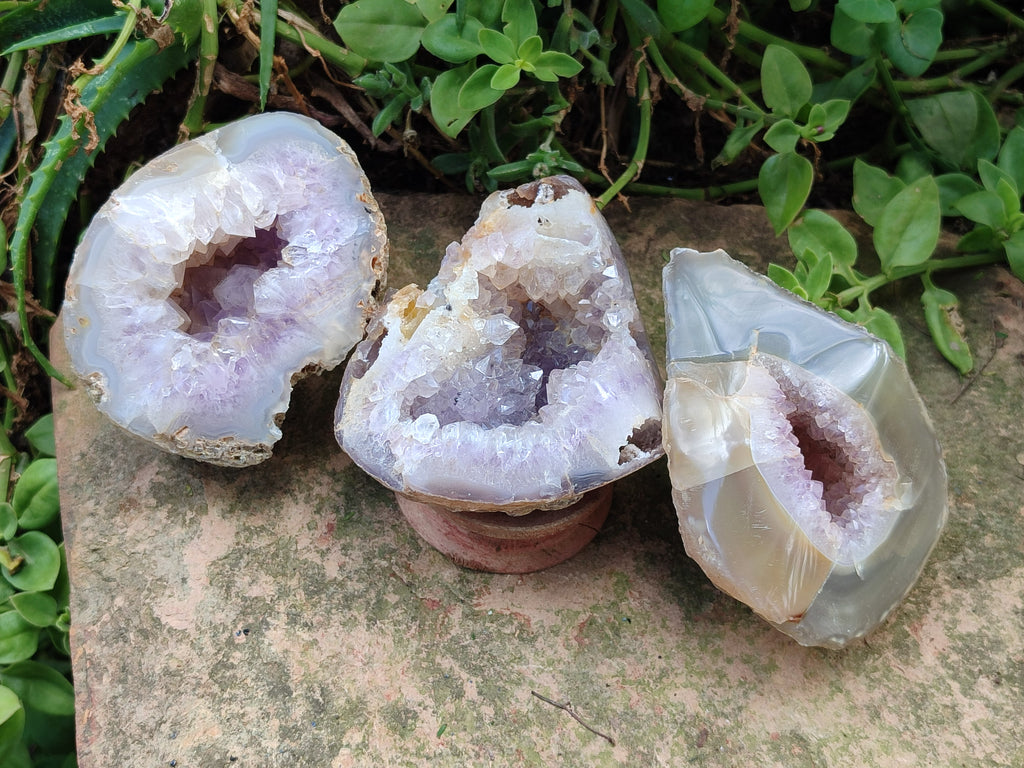 Polished Agate Amethyst Geodes x 6 From Maintirano, Madagascar