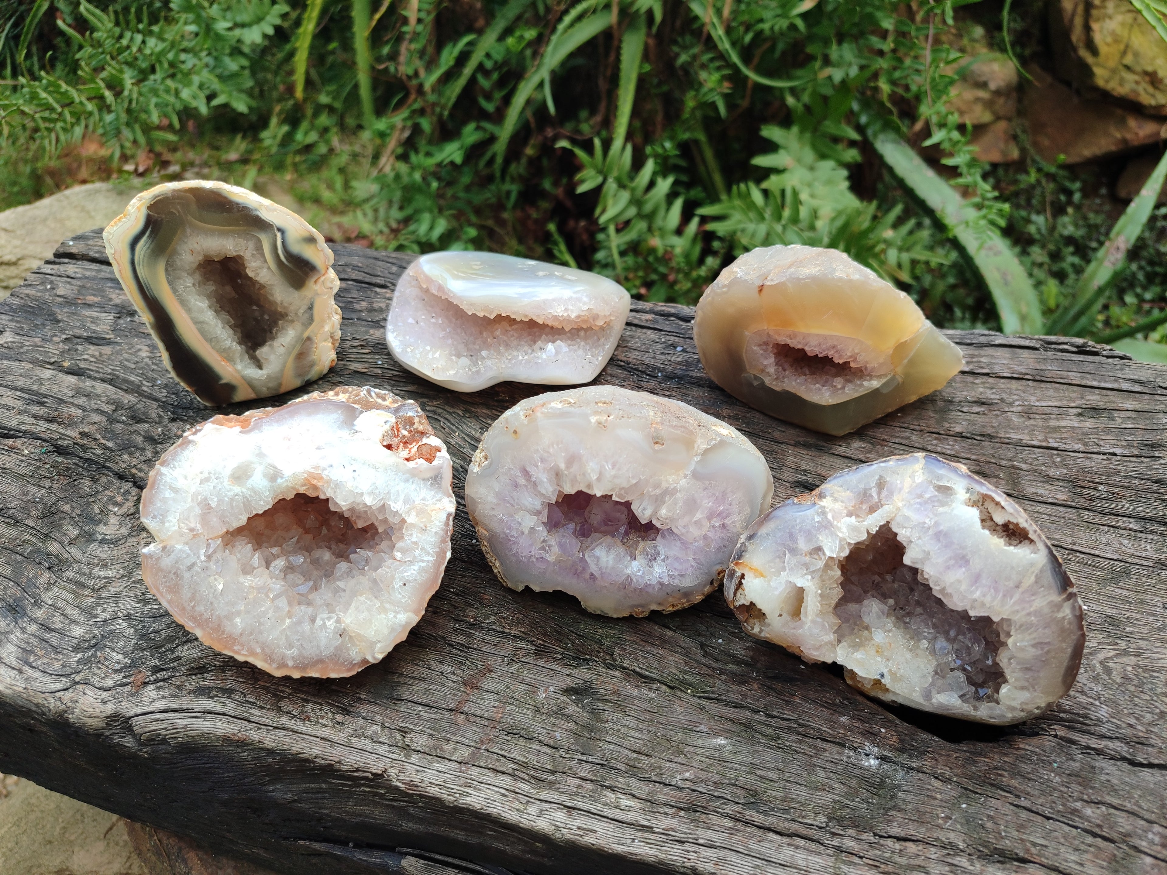 Polished Agate Amethyst Geodes x 6 From Maintirano, Madagascar