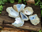 Natural Blue Lace Agate Geode Specimens x 6 From Nsanje, Malawi - Toprock Gemstones and Minerals 