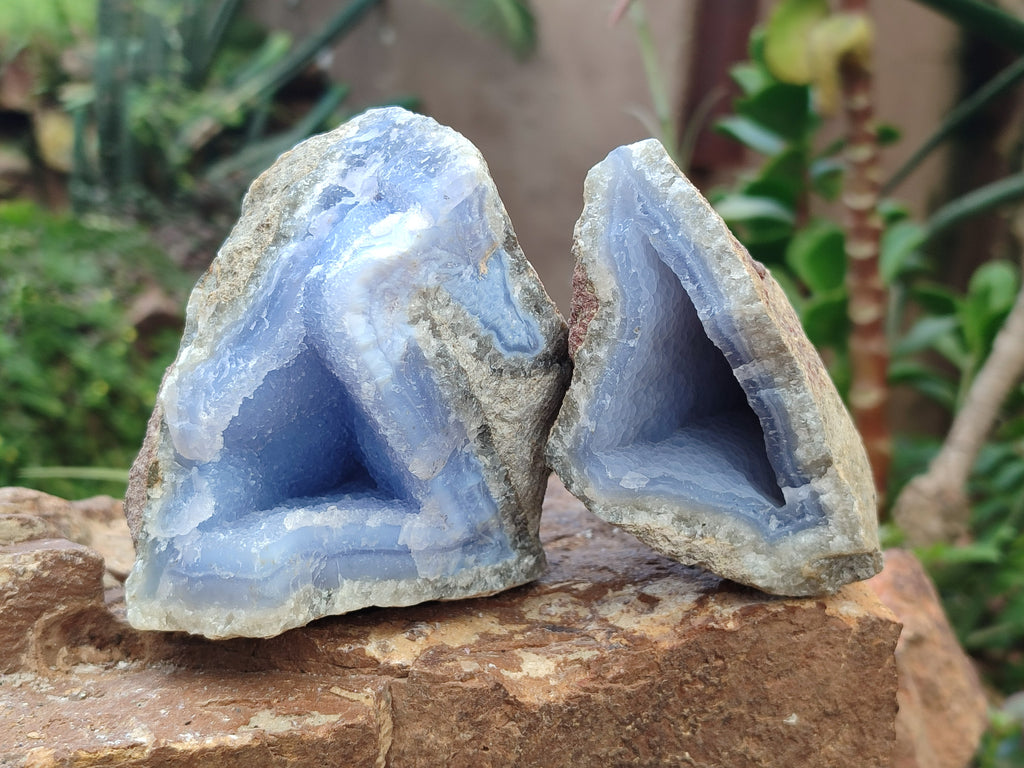 Natural Blue Lace Agate Geode Specimens x 6 From Nsanje, Malawi - Toprock Gemstones and Minerals 