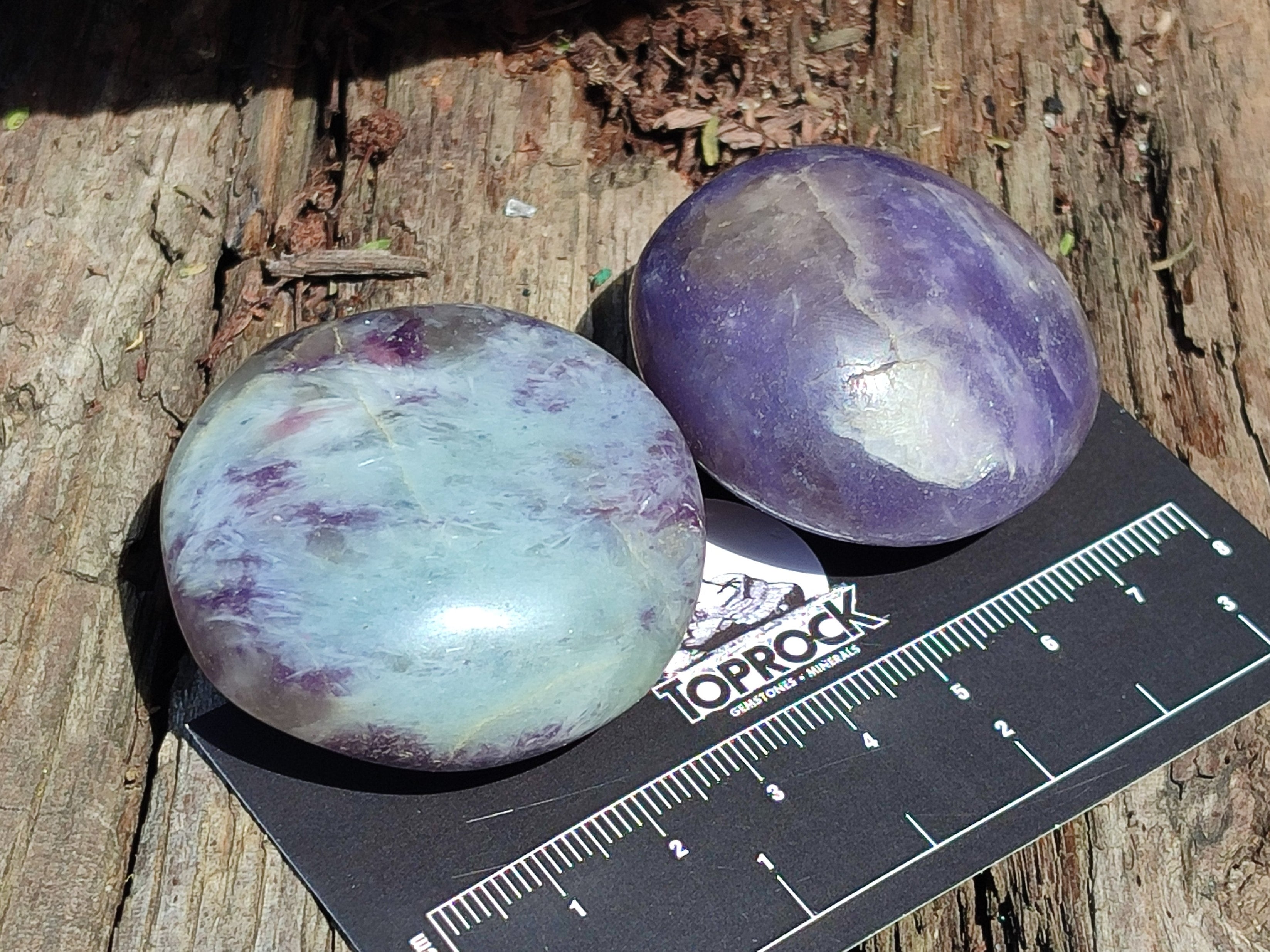 Polished Lepidolite Galets Some with Pink Tourmaline x 24 From Ambatondrazaka, Madagascar