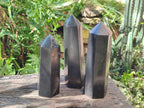 Polished Black Basalt Display Crystals x 3 From Madagascar - Toprock Gemstones and Minerals 