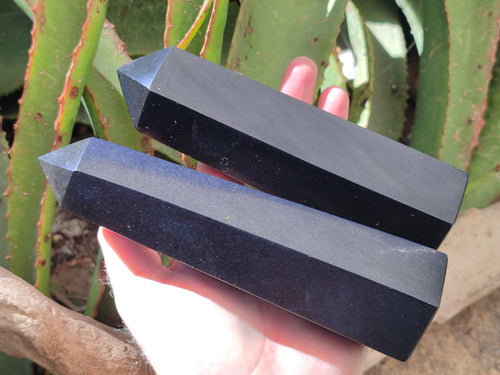 Polished Black Basalt Display Crystals x 3 From Madagascar
