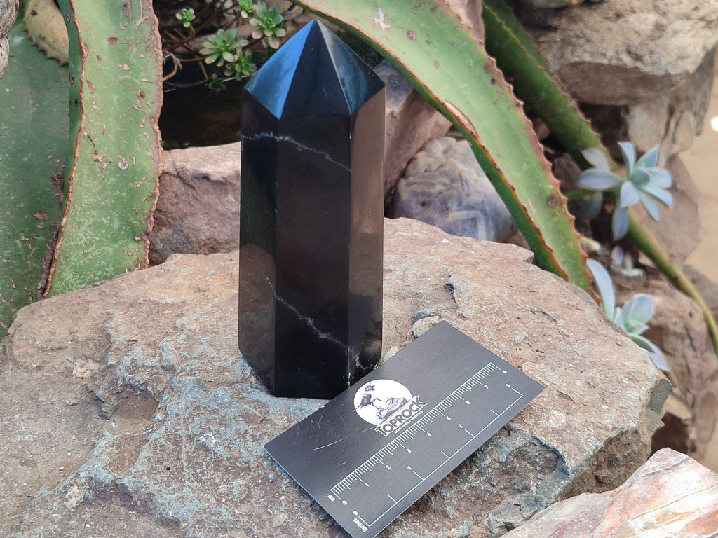 Polished Black Basalt Display Crystals x 3 From Madagascar - Toprock Gemstones and Minerals 