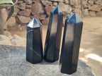 Polished Black Basalt Display Crystals x 3 From Madagascar - Toprock Gemstones and Minerals 