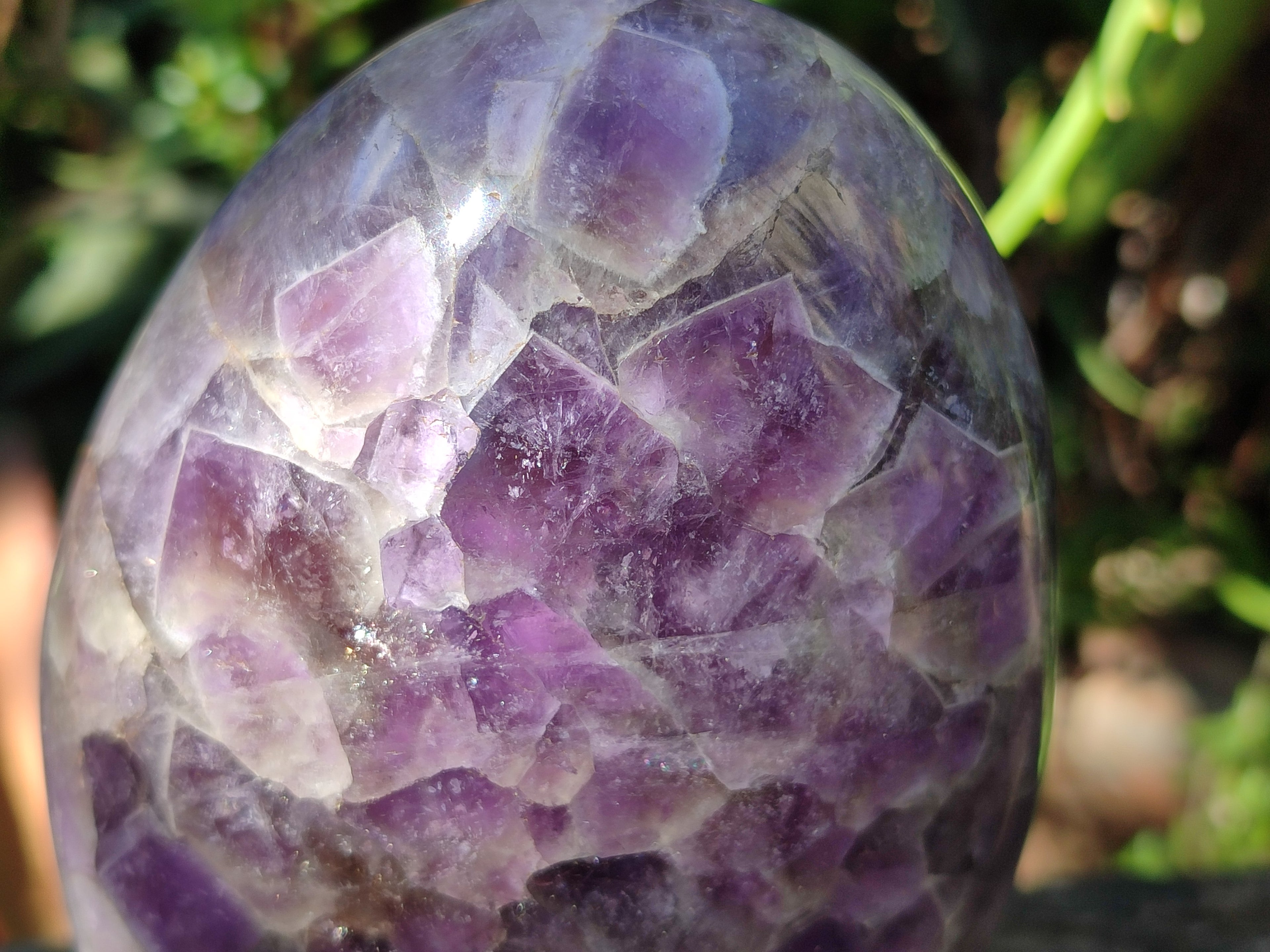 Polished Large Purple Chevron Smokey Amethyst Standing Free Form x 1 From Madagascar - Toprock Gemstones and Minerals 