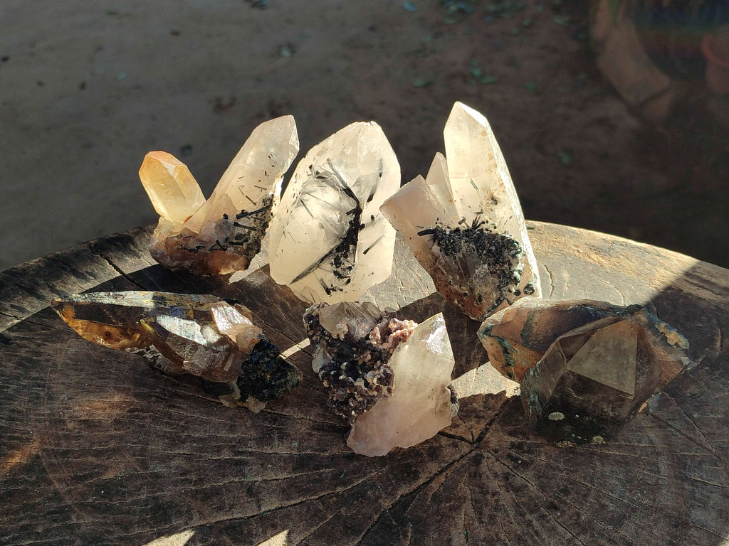 Natural Smokey Quartz Clusters with Associated Minerals x 6 From Erongo, Namibia