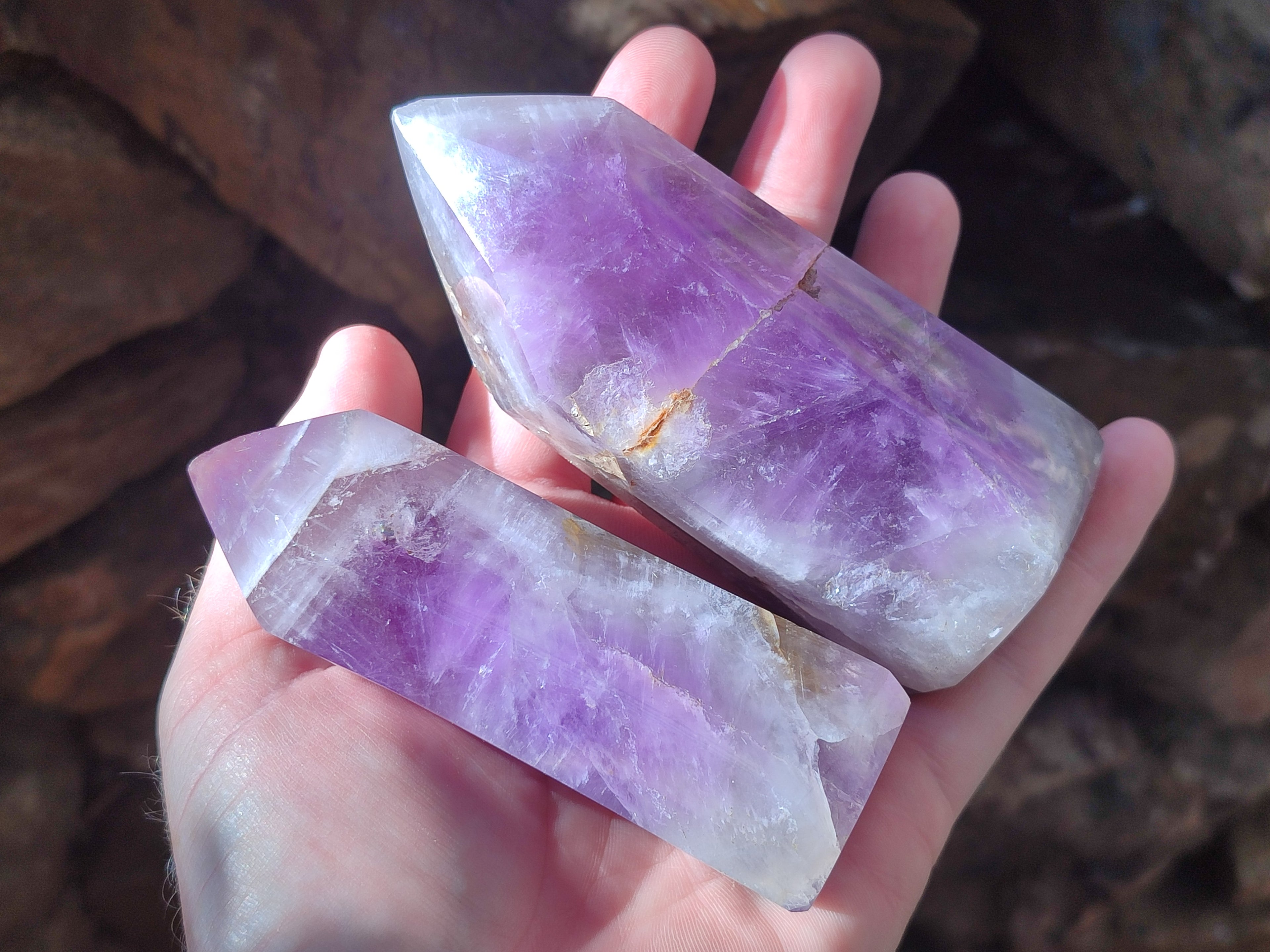 Polished Chevron Amethyst Crystals x 6 From Madagascar - Toprock Gemstones and Minerals 