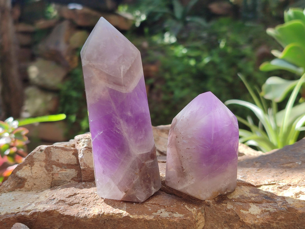 Polished Chevron Amethyst Crystals x 6 From Madagascar - Toprock Gemstones and Minerals 