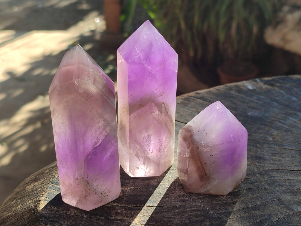 Polished Chevron Amethyst Crystals x 6 From Madagascar - Toprock Gemstones and Minerals 