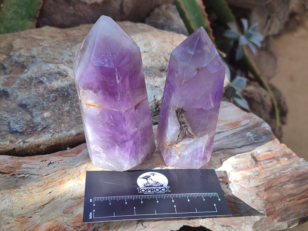 Polished Chevron Amethyst Crystals x 6 From Madagascar - Toprock Gemstones and Minerals 