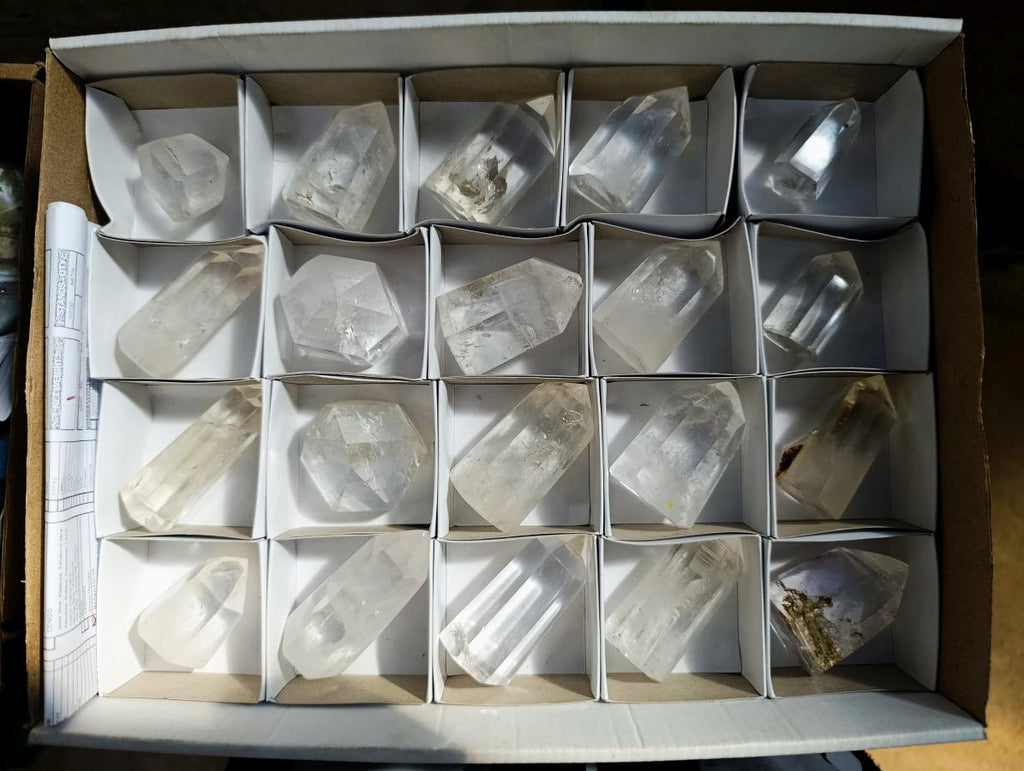 Polished Clear Quartz Display Crystals x 20 From Madagascar