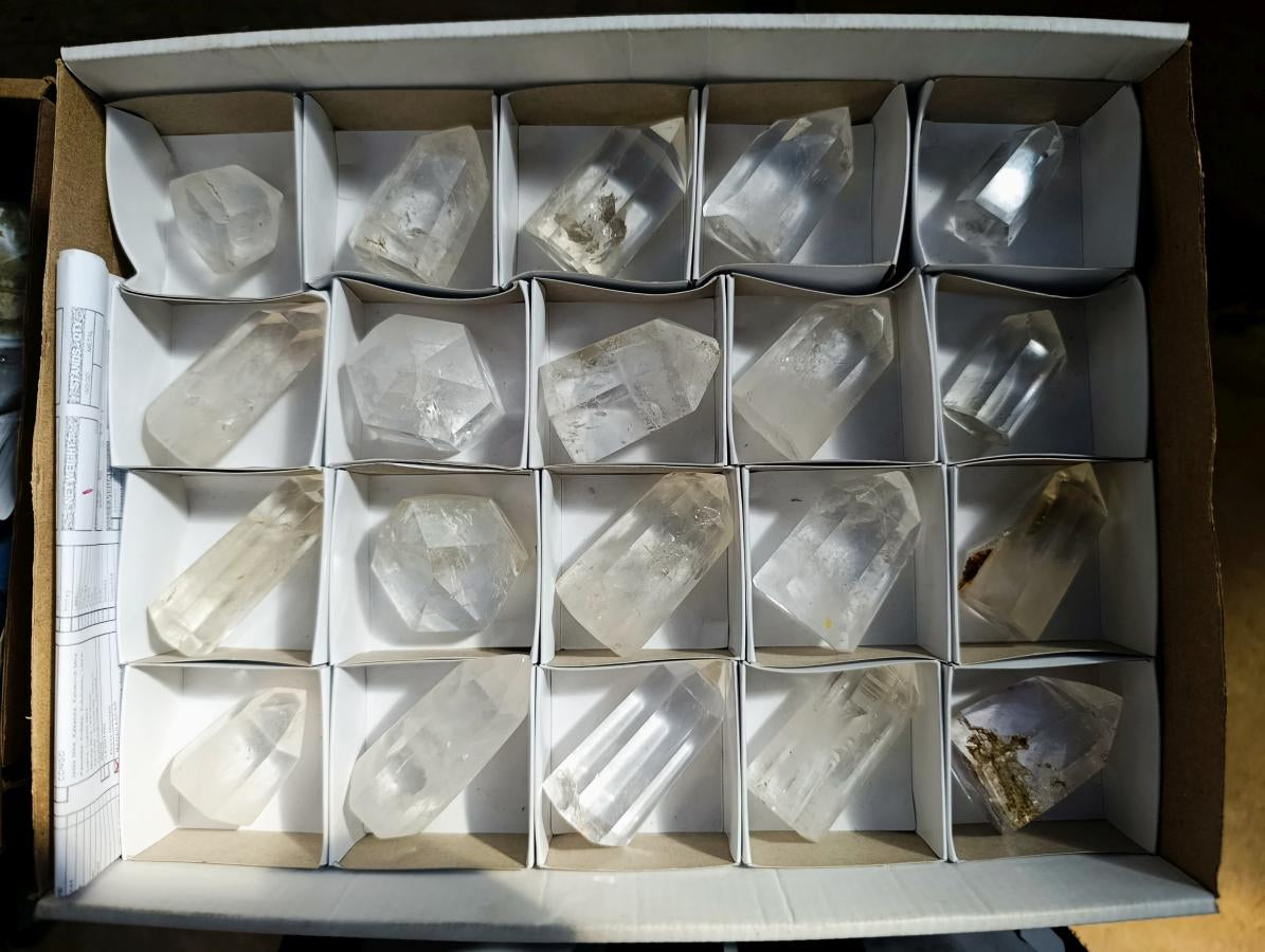 Polished Clear Quartz Display Crystals x 20 From Madagascar