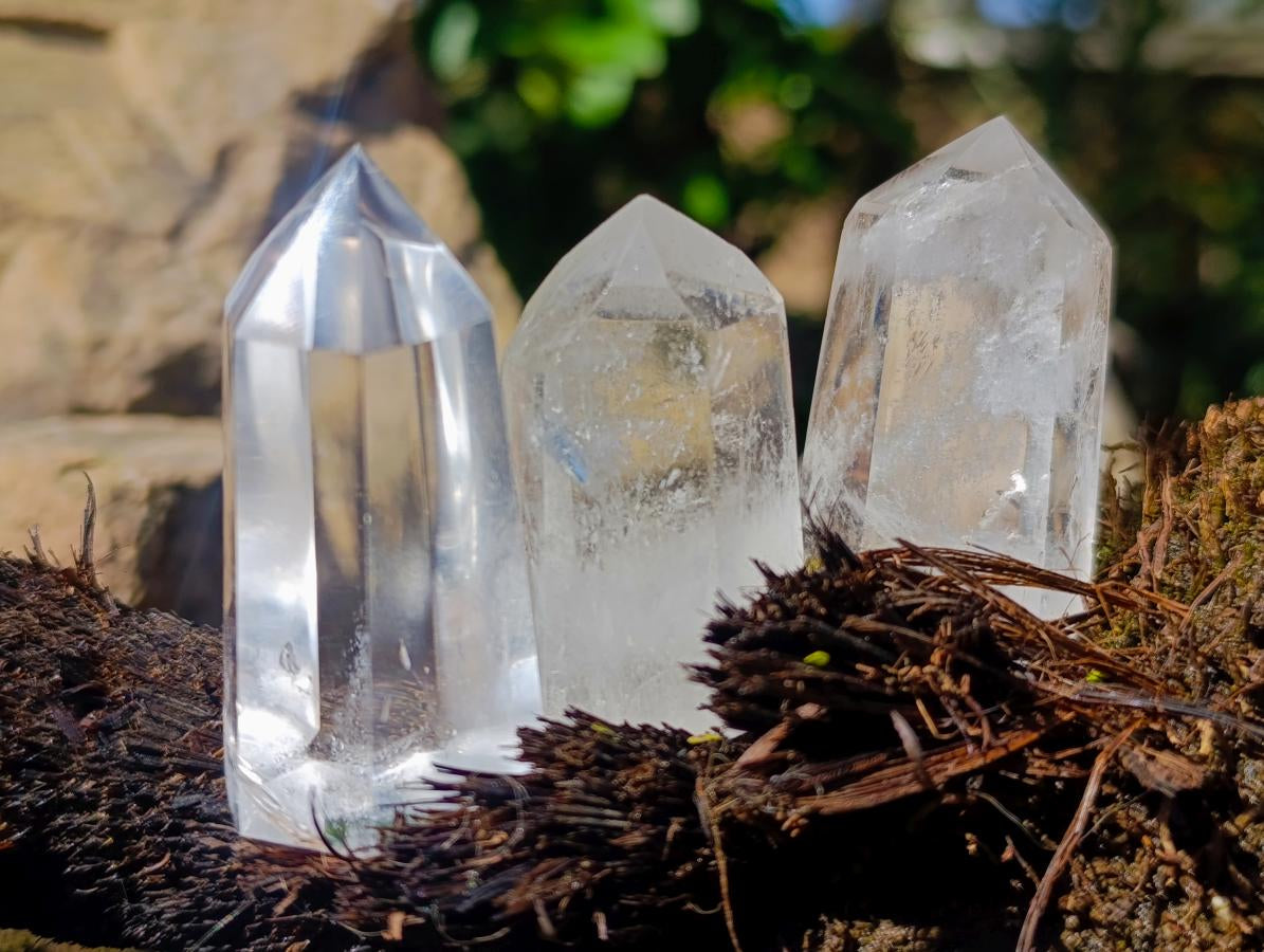 Polished Clear Quartz Display Crystals x 20 From Madagascar