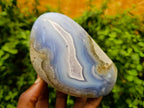 Polished Blue Lace Agate Standing Free Forms x 3 From Nsanje, Malawi - Toprock Gemstones and Minerals 