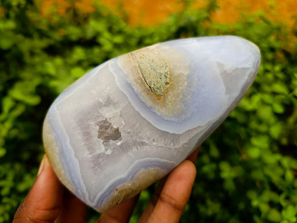 Polished Blue Lace Agate Standing Free Forms x 3 From Nsanje, Malawi - Toprock Gemstones and Minerals 
