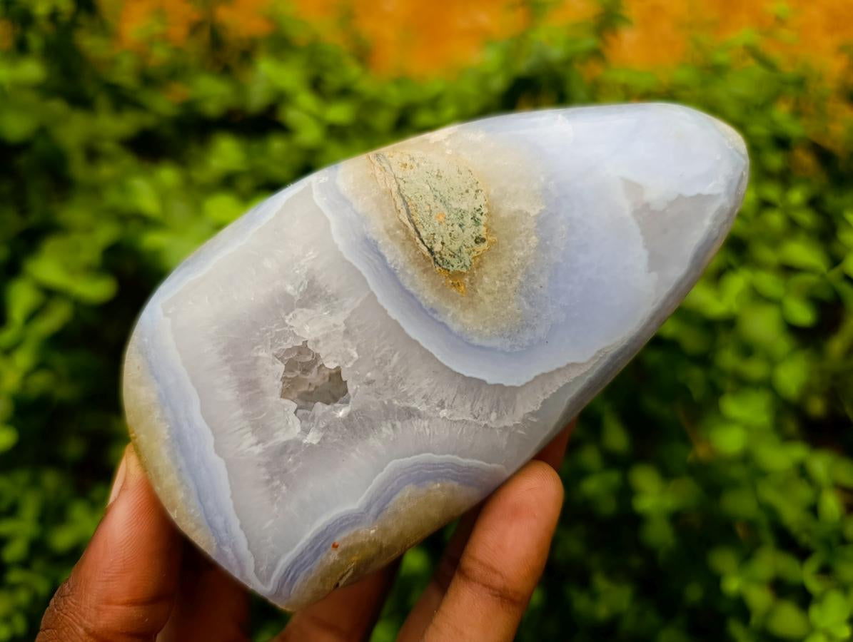 Polished Blue Lace Agate Standing Free Forms x 3 From Nsanje, Malawi - Toprock Gemstones and Minerals 