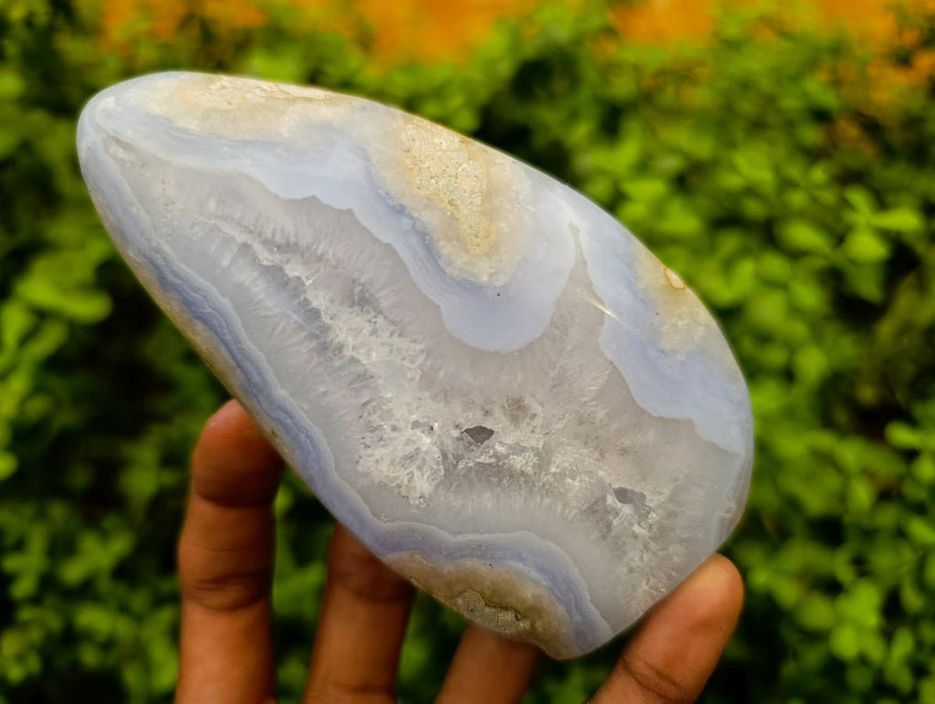 Polished Blue Lace Agate Standing Free Forms x 3 From Nsanje, Malawi - Toprock Gemstones and Minerals 