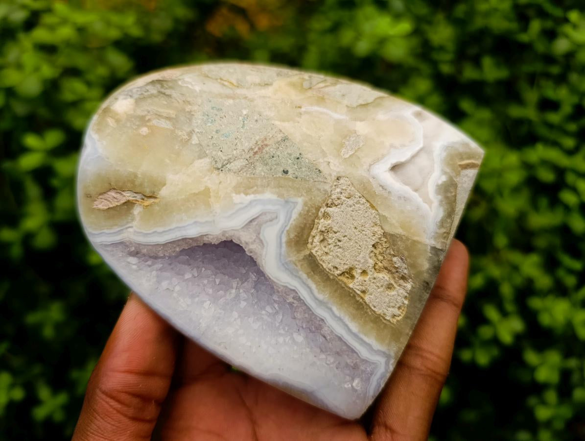 Polished Blue Lace Agate Standing Free Forms x 3 From Nsanje, Malawi - Toprock Gemstones and Minerals 
