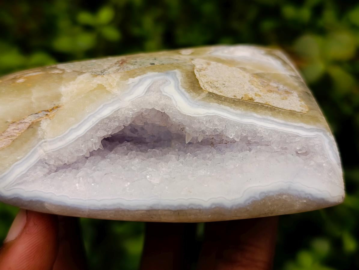 Polished Blue Lace Agate Standing Free Forms x 3 From Nsanje, Malawi - Toprock Gemstones and Minerals 