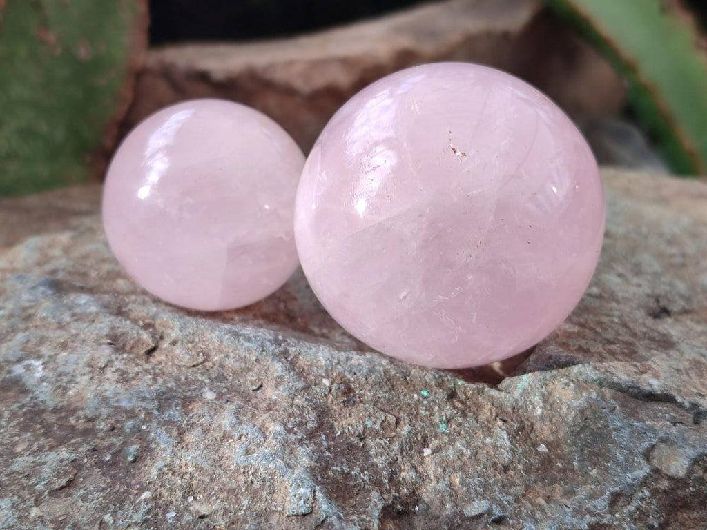 Polished Gemmy Star Rose Quartz Spheres x 6 From Madagascar - Toprock Gemstones and Minerals 