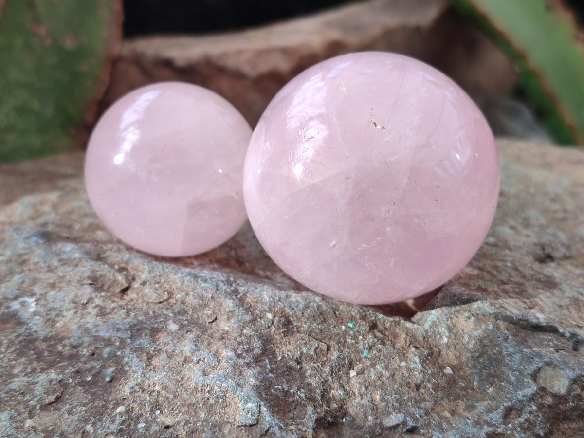 Polished Gemmy Star Rose Quartz Spheres x 6 From Madagascar - Toprock Gemstones and Minerals 