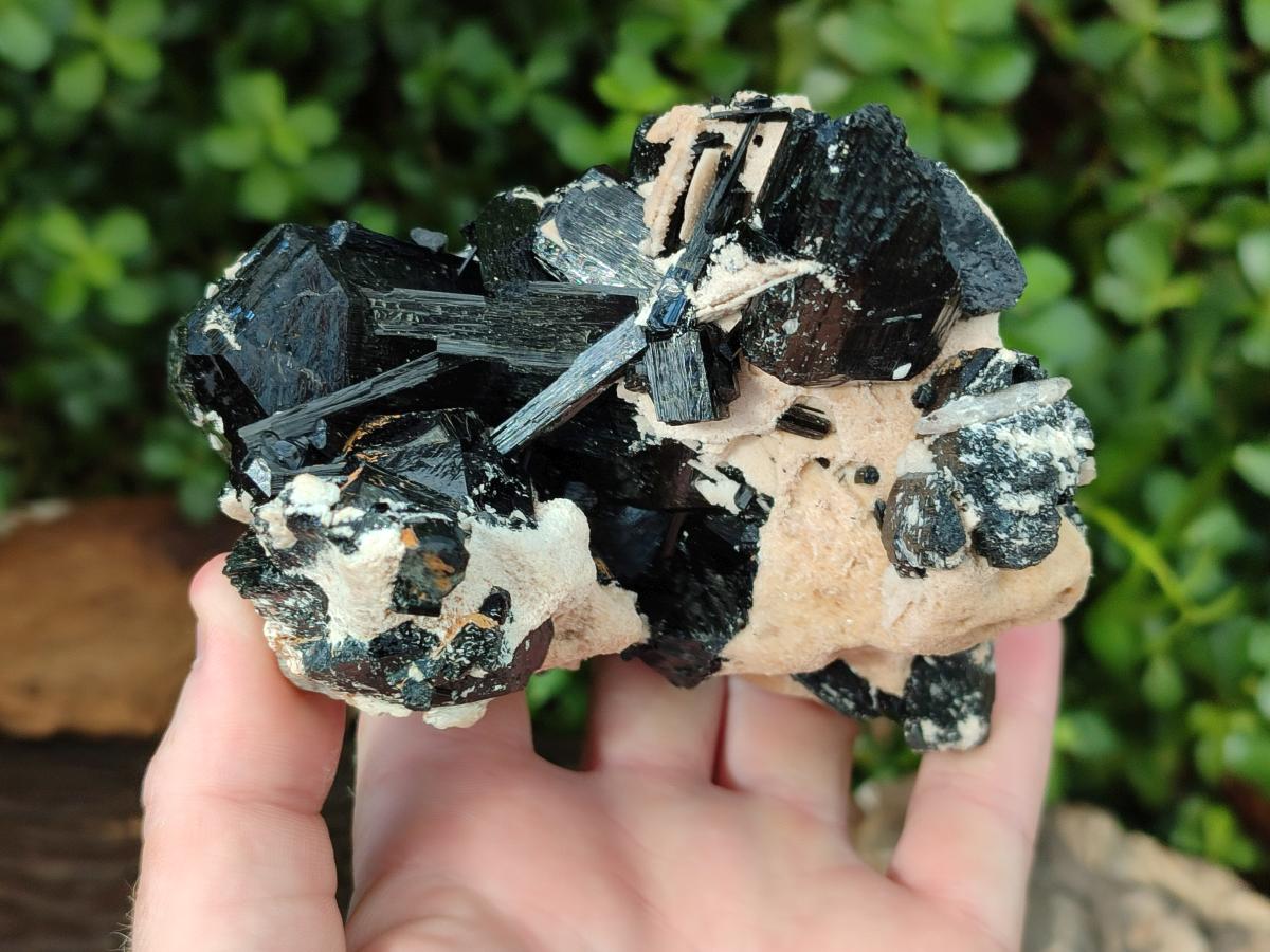 Natural Schorl Black Tourmaline with Feldspar Specimens x 2 From Erongo, Namibia