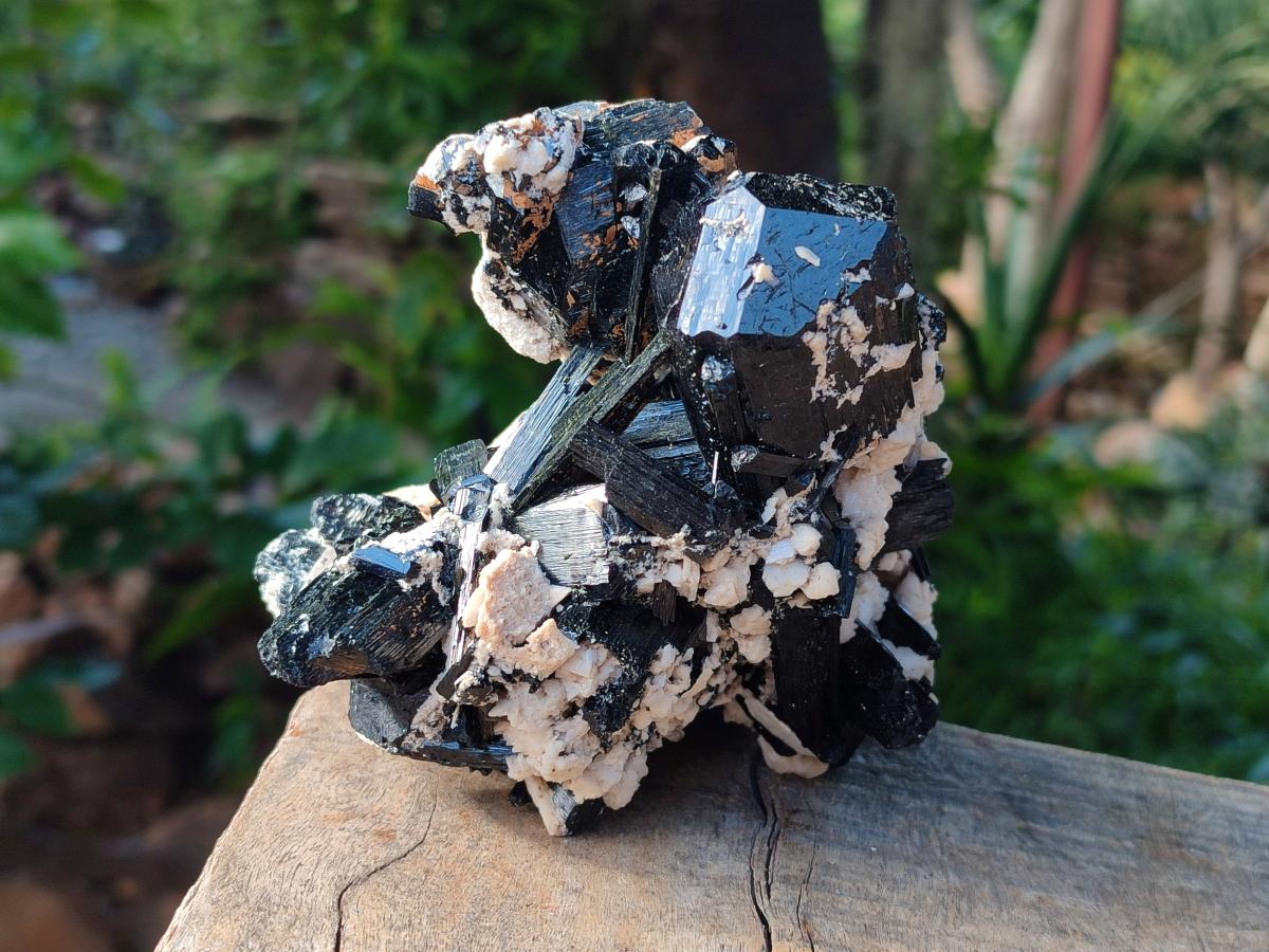 Natural Schorl Black Tourmaline with Feldspar Specimens x 2 From Erongo, Namibia - Toprock Gemstones and Minerals 