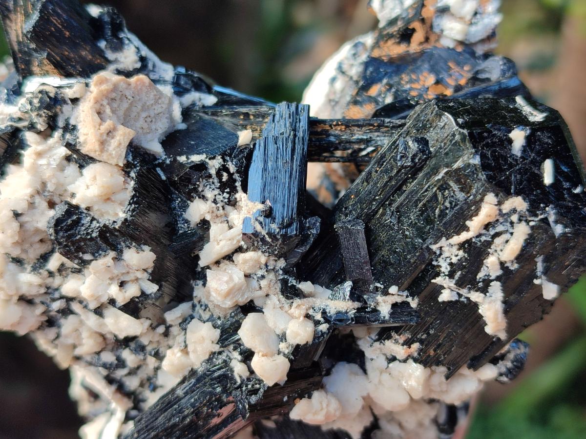 Natural Schorl Black Tourmaline with Feldspar Specimens x 2 From Erongo, Namibia - Toprock Gemstones and Minerals 