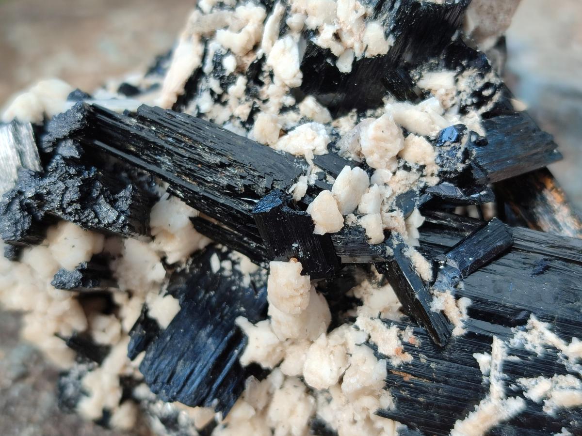 Natural Schorl Black Tourmaline with Feldspar Specimens x 2 From Erongo, Namibia - Toprock Gemstones and Minerals 