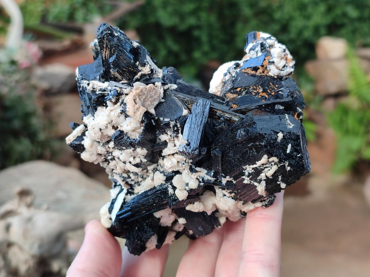 Natural Schorl Black Tourmaline with Feldspar Specimens x 2 From Erongo, Namibia - Toprock Gemstones and Minerals 
