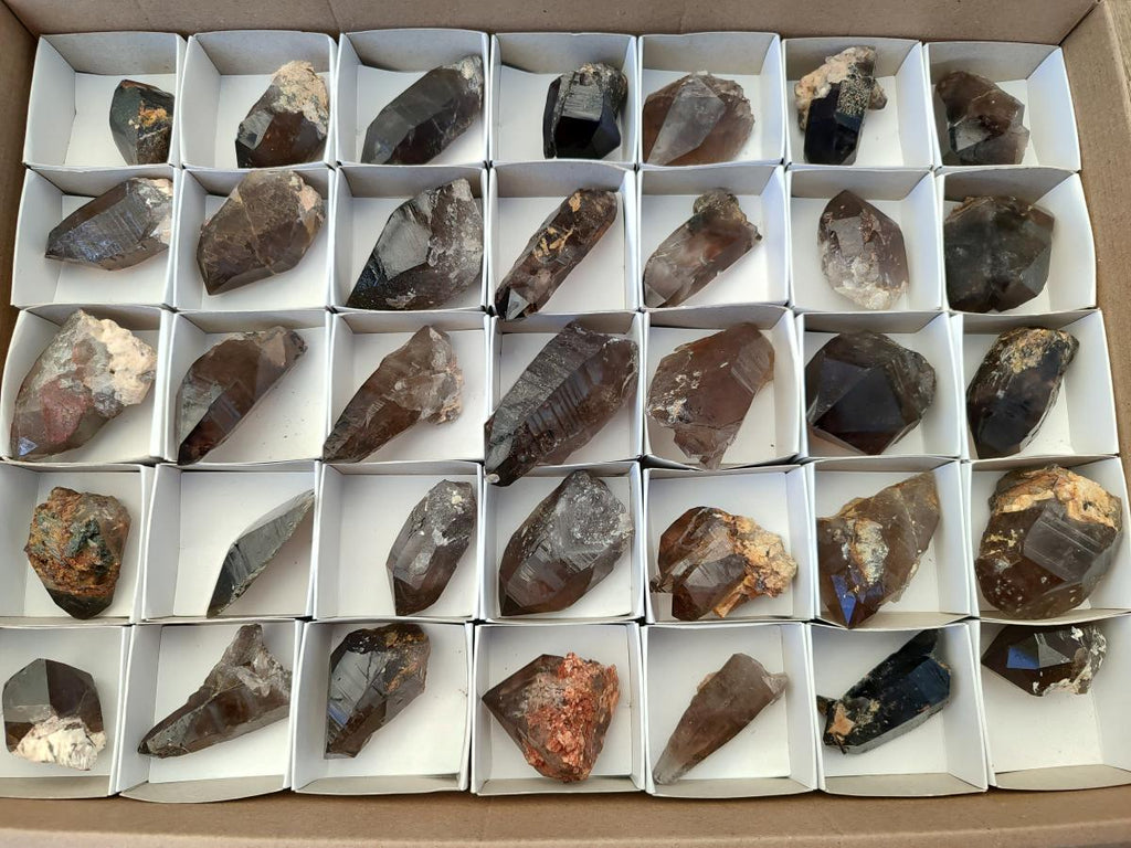Natural Smokey Morion Quartz Crystals x 35 From Mulanje, Malawi - Toprock Gemstones and Minerals 
